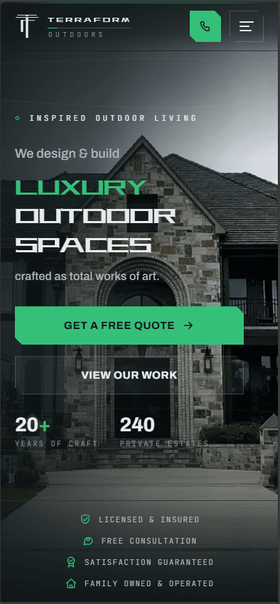 Terraform Outdoors hero mobile